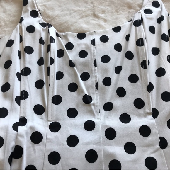 Leslie Fay White Black Polka Dot Sleeveless Dress - Picture 4 of 7